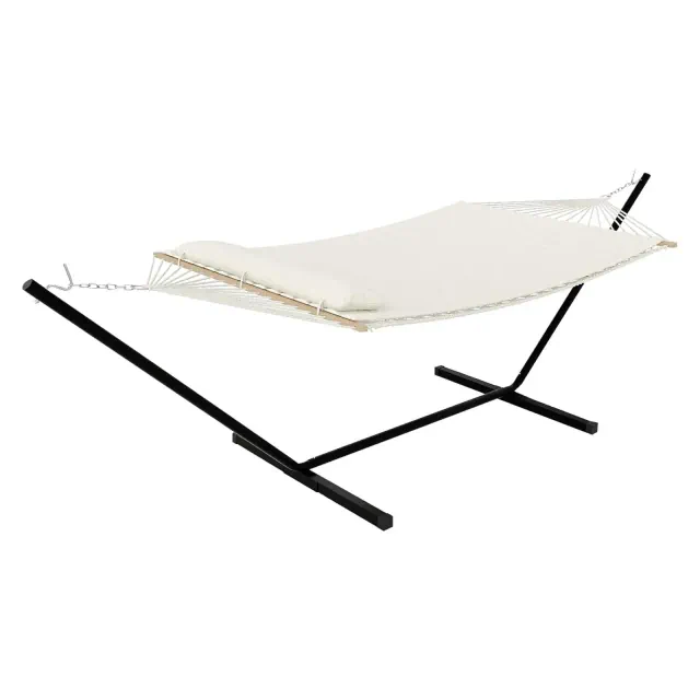 Double Hammock with Stand – 2 Person 350lbs Capacity, Portable Steel Frame & Comfort Pad for Indoor/Outdoor Use
