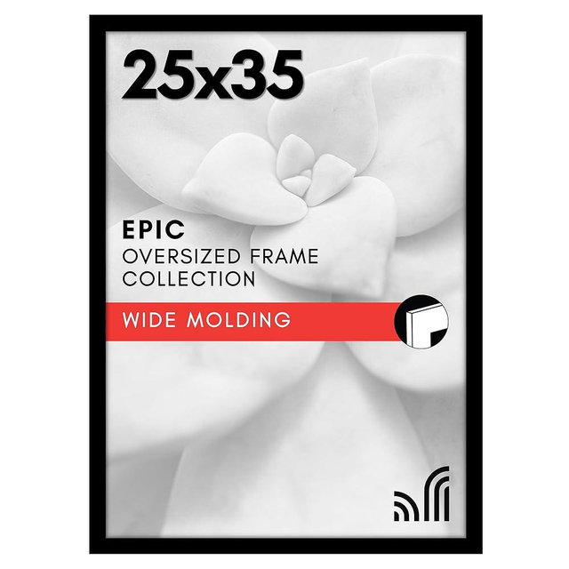 Americanflat 25x35 Poster Frame - Black Engineered Wood with Polished Plexiglass - Wide Picture Frame for Vertical or Horizontal Wall Display - Epic Collection - Black
