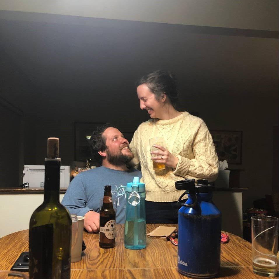 Snapped by bridesmaid Jessica Dawson at an impromptu, informal "engagement party" when Matron of Honor Megan Strait and her family drove up from Kentucky to celebrate; May 2022.
