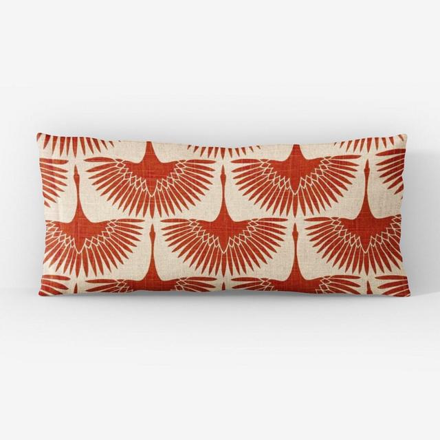 Linen Crane Throw Pillow