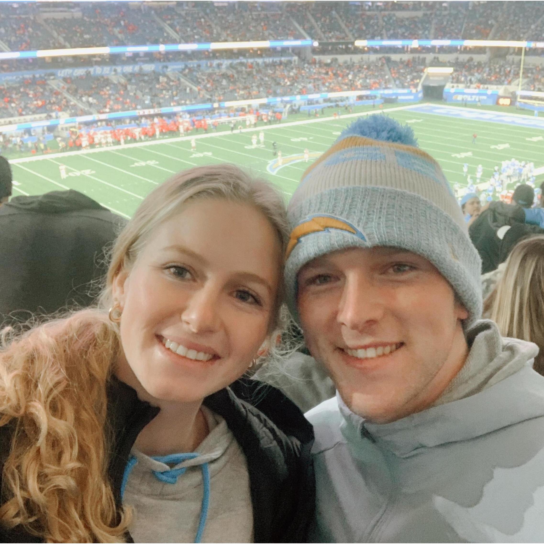 Celebrating Carter's birthday at the LA Chargers football game! (December 2021)