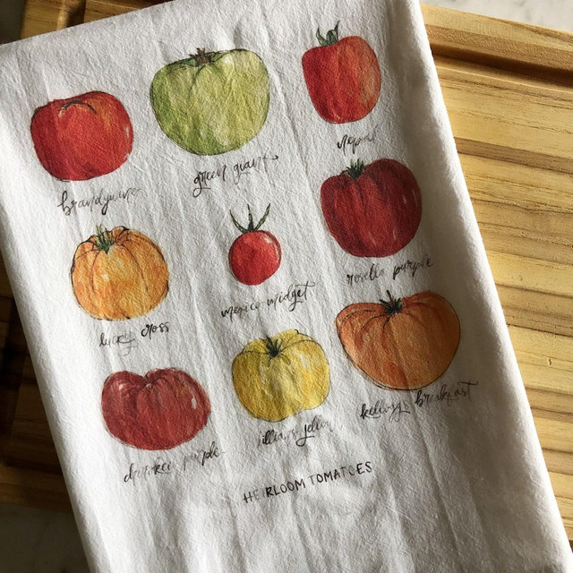 Heirloom Tomatoes Kitchen Tea Towel | 100% Cotton | Tomato Lover Gift | Gardener Present | Housewarming Basket