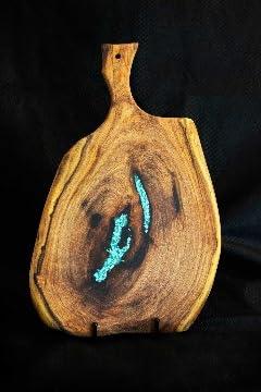 Mesquite Cutting Board with authentic Turquoise stone Inlay. Size large.