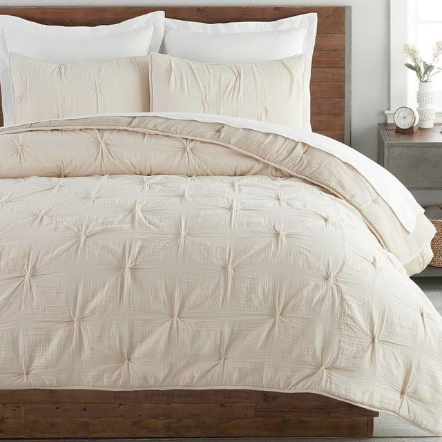 Soft Cotton Handcrafted Quilt, King/Cal King, Natural