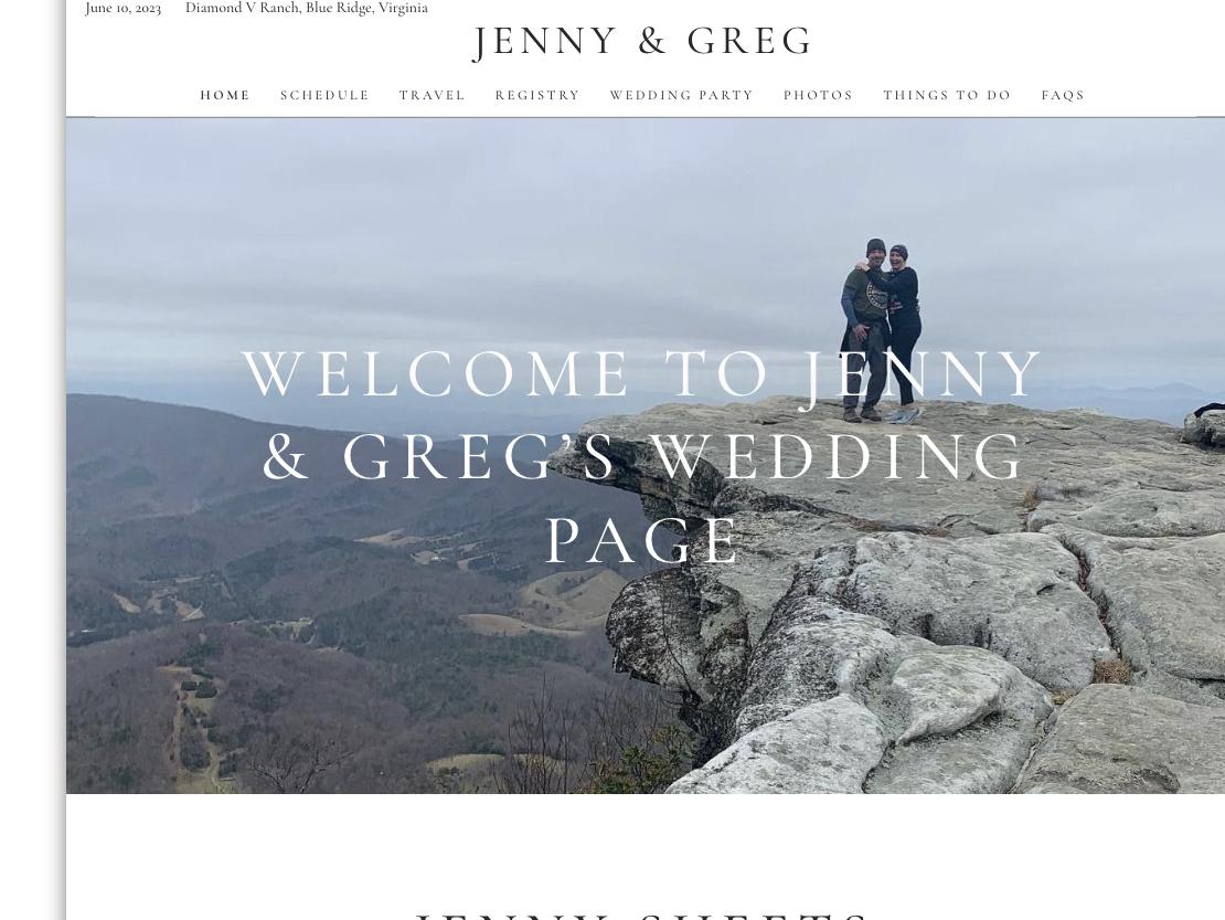 The Wedding Website of Jenny Sheets and Greg Smith