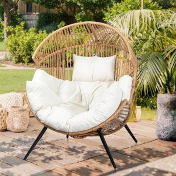 Casi Egg Chair with Cushion - Beige/Natural
