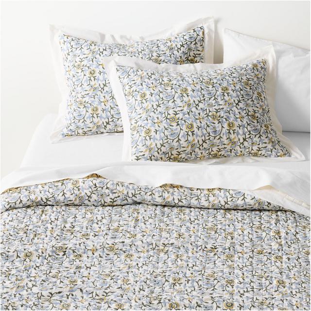 Celeste Organic Cotton Blue Vine Print Full/Queen Quilt