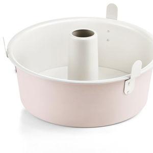 HONGBAKE Nonstick Angel Food Cake Pan with Removable Bottom, 10 Inch Tube Pound Cake Pans for Baking Chiffon Cake, 16-Cup, Heavy Duty, Pink