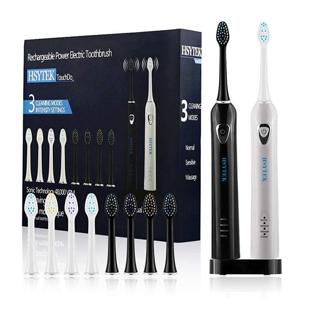 HSYTEK Whitening Electric Toothbrush Dual Handles, H21 TouchDo Ultra Sonic 48,000 VPM Motor Rechargeable Toothbrushes for Adults and Teens with 8 Brush Heads - 3 Modes w Smart Timer