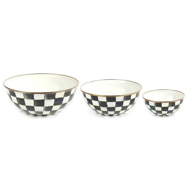 MACKENZIE-CHILDS Courtly Check Enamel Mixing Bowls - Set of 3