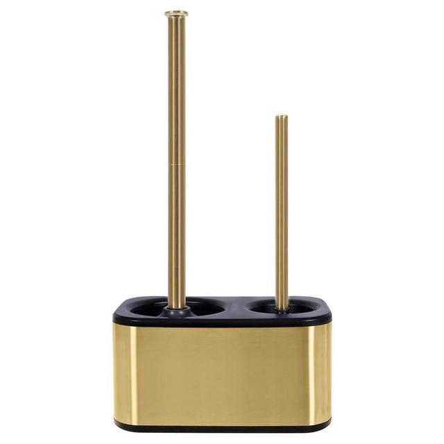 Blue Donuts Toilet Brush and Plunger Set with Holder, Sleek Minimalist Modern Gold Bathroom Accessories Toilet Plunger and Toilet Bowl Brush Combo