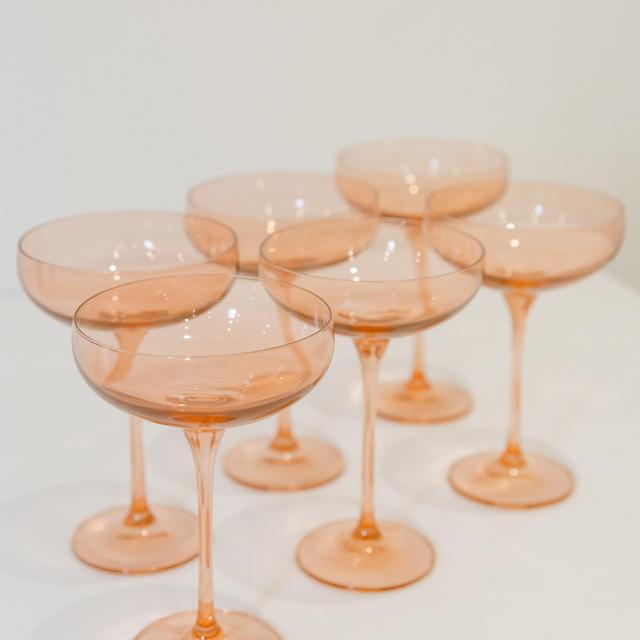 Estelle Colored Champagne Coupe Stemware - Set of 6 {Blush Pink}