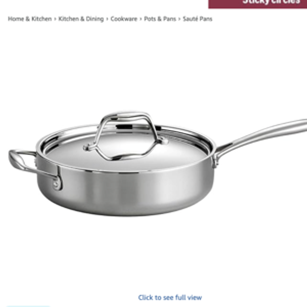 Tramontina Signature Tri-Ply Clad Stainless Steel 3-Quart Saute Pan with Lid, Induction-Ready Cooking Pan, Dishwasher-Safe, NSF-Certified, Made in Brazil