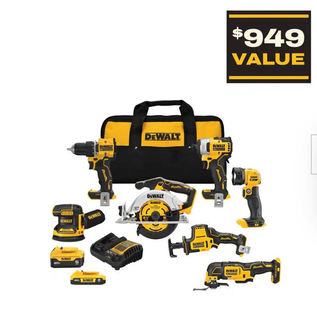 20-Volt MAX Lithium-Ion Cordless 7-Tool Combo Kit with 2.0 Ah Battery, 5.0 Ah Battery and Charger
