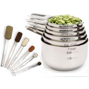 Simply Gourmet Measuring Cups and Measuring Spoons Set Stainless Steel Measuring Cups and Spoons Set of 12. Liquid Measuring Cup or Dry Measuring Cup Set. Stainless Measuring Cups, Nesting Cups