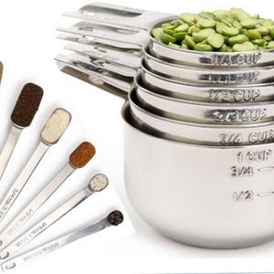 Simply Gourmet Measuring Cups and Measuring Spoons Set Stainless Steel Measuring Cups and Spoons Set of 12. Liquid Measuring Cup or Dry Measuring Cup Set. Stainless Measuring Cups, Nesting Cups