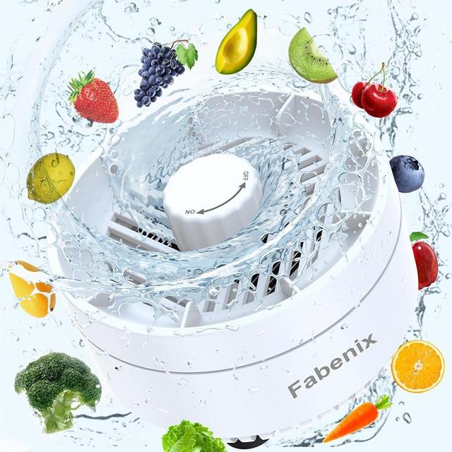 Fabenix Fruit and Vegetable Washing Machine. Rotatable Fruit and Vegetable Purifier. The Fruit Cleaner Device Automatically Turns on in The Water. Use Water Rotator and OH ion Purification Technology