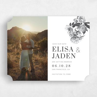 White Ticket Wedding Save the Date - Trèfle Photo