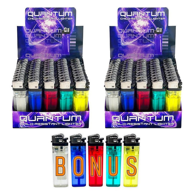 Disposable Lighters (Pack of 100) | Quantum - Bonus Free 5-Pack lighters Included with Every 100pk Purchase.