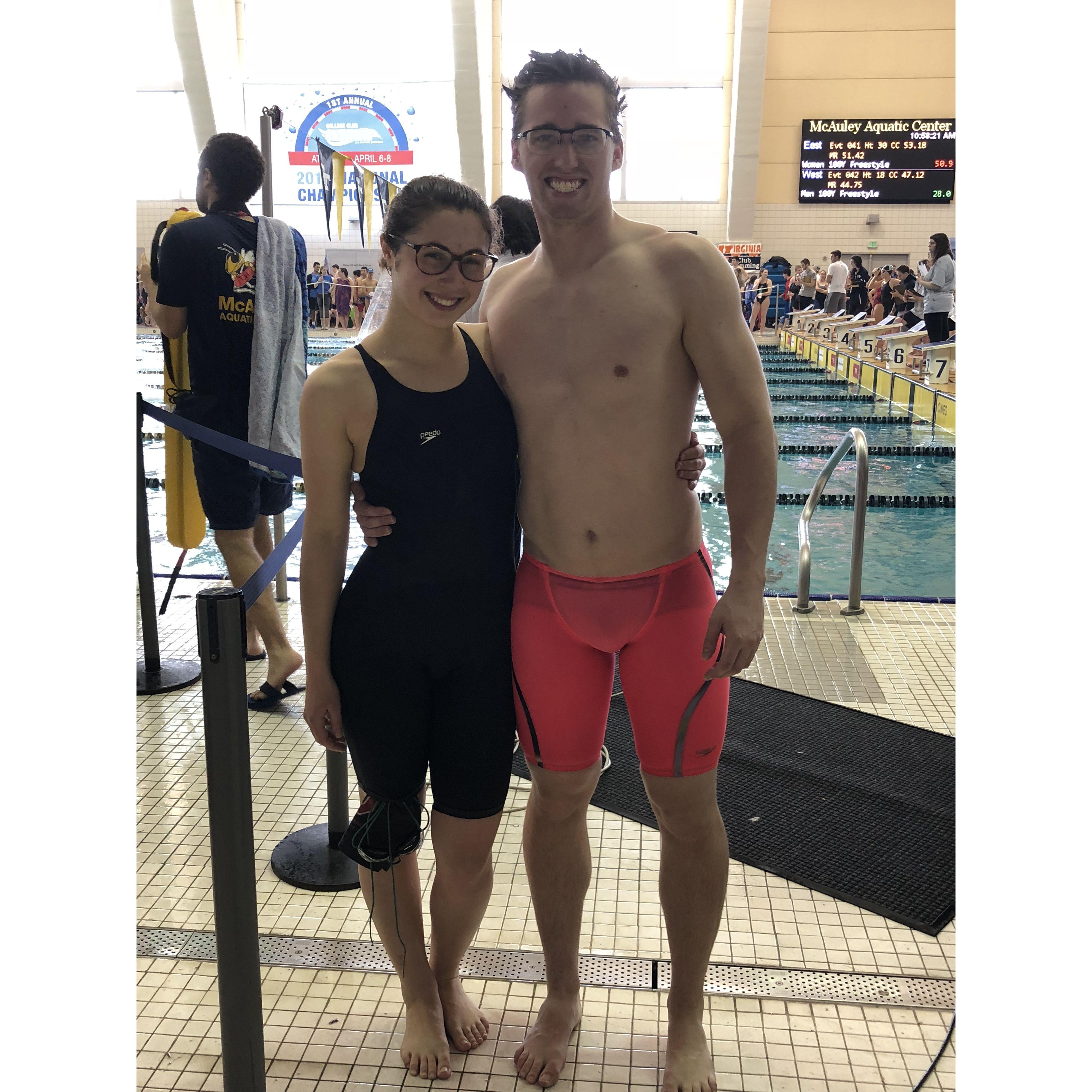 He joined club swim to get to know her...and then competed at college club nationals!