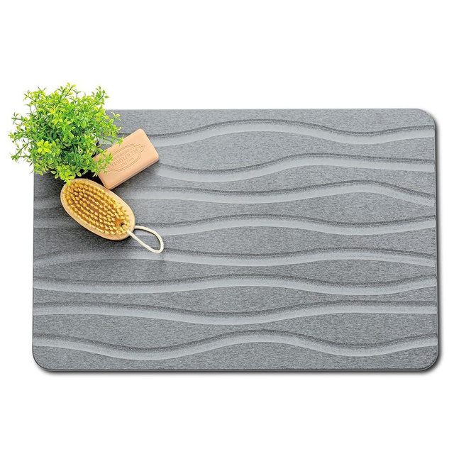 Plentio Premium Comfort Stone Bath Mat - Ultra Non-Slip Natural Diatomaceous Earth Mat, Replaces Traditional mats, 23.5"x15.5" Luxurious Soft Touch Mat for Bathroom, Carbon Grey-River
