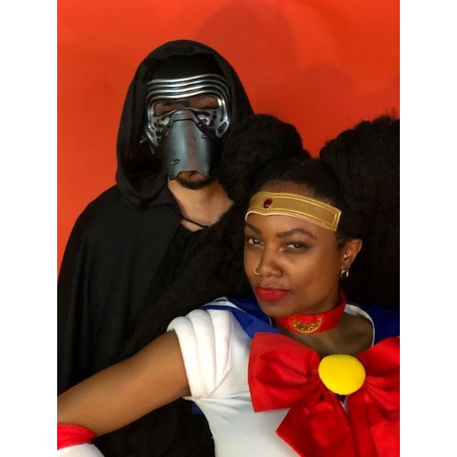 Halloween dressed as Kylo Ren and Sailor Moon