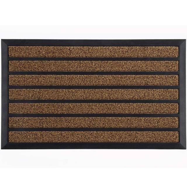 Gorilla Grip Striped Rubber Door Mat, 29x17, Indoor and Outdoor Stripes Doormat for Busy Areas, Durable Heavy Duty Backing, Quick Dry and Easy Clean, Shoe Scraper Catches Mud and Dirt, Natural