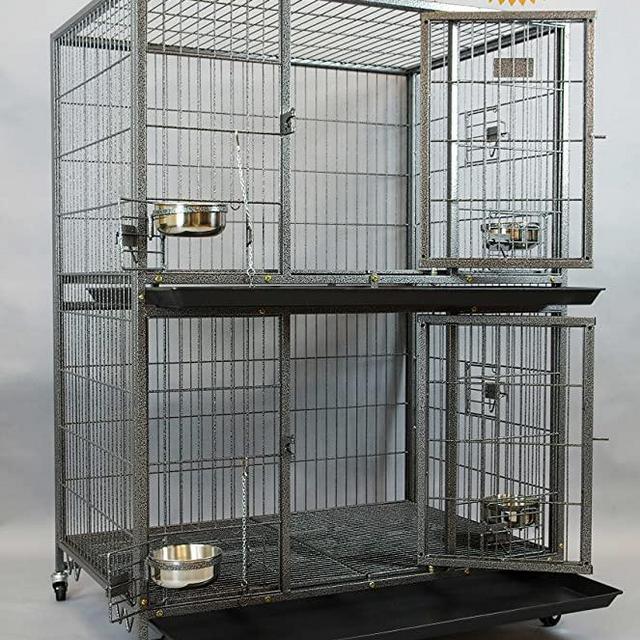 Homey Pet New Two Tier Heavy Duty Cage Kennel w/Casters and Feeding Bowls