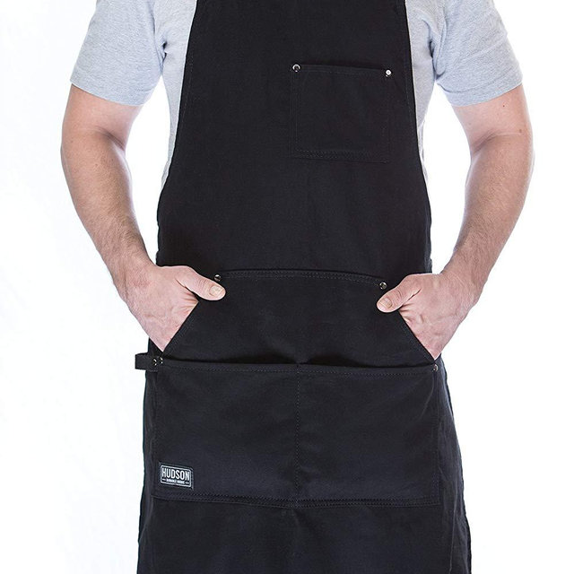 Hudson Durable Goods - Professional Grade Chef Apron for Kitchen, BBQ, and Grill (Black) with Towel Loop + Tool Pockets + Quick Release Buckle, Adjustable M to XXL