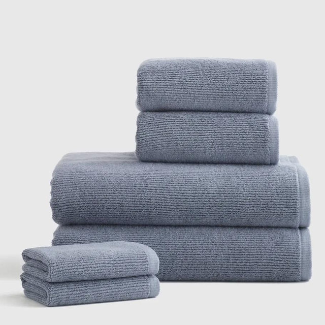 Turkish Ribbed Quick Dry Bath Towel Bundle in Mineral
