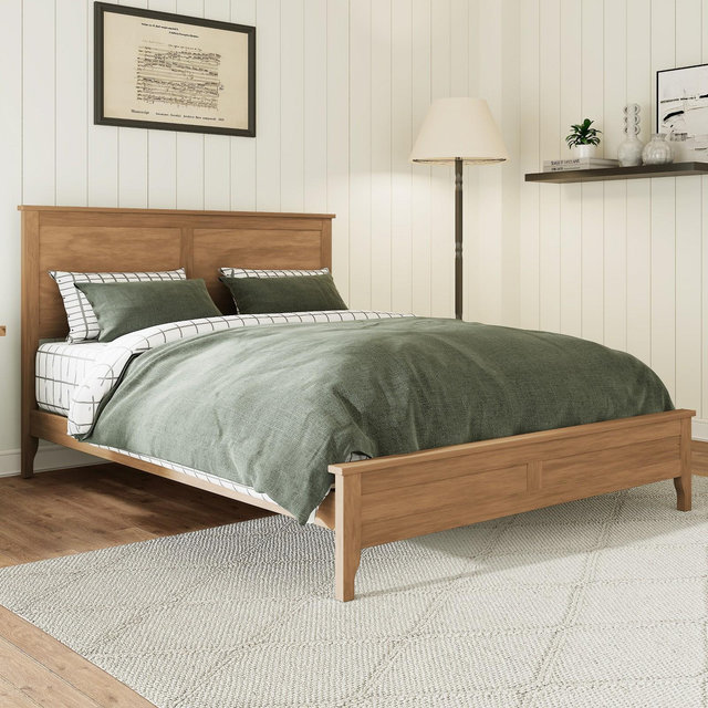 Queen Size Platform Bed, Modern Wood Bed Frame, Seadrift -HABITRIO