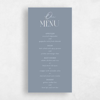 Dusty Blue Wedding Menu - Portsmouth