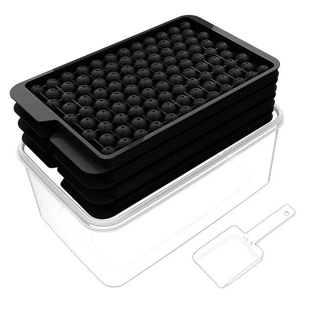 Lamesa Mini Ice Cube Trays for Freezer(4 Pack), Tiny Ice Cube Tray with Lid and Bin, 109x4 PCS Crushed Ice Trays Easy Release, Bpa-Free for Chilling Drinks Coffee Cocktail(Black)