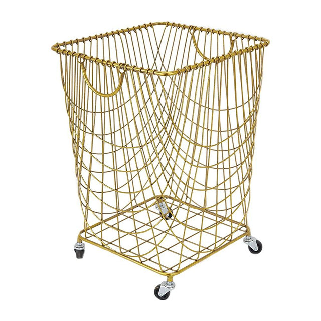 Deco 79 Metal Square Storage Cart with Wheels and Handles, 16" x 17" x 24", Gold