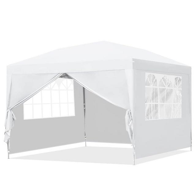 GDY 10x10ft Pop-up Paint Tent, Canopy Tent, Instant Shelter Portable Outdoor Canopies with 4 Removable Side Walls, (White