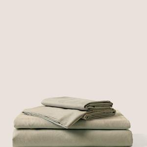 Spray Green Home Organic Room Service Sateen Sheet Set made with Organic Cotton | Pact