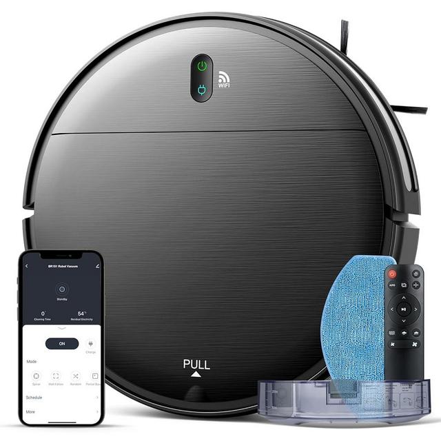 MAMNV Robot Vacuum and Mop Combo, WiFi/App, Robotic Vacuum Cleaner with Schedule, 2 in 1 Mopping Robot Vacuum with Watertank and Dustbin, Self-Charging, Slim, Ideal for Hard Floor, Pet Hair, Carpet