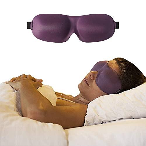 Luxury Patented Sleep Mask, Nidra® Deep Rest Eye Mask with Contoured Shape and Adjustable Head Strap, Sleep Deeply Anywhere, Anytime (Purple)