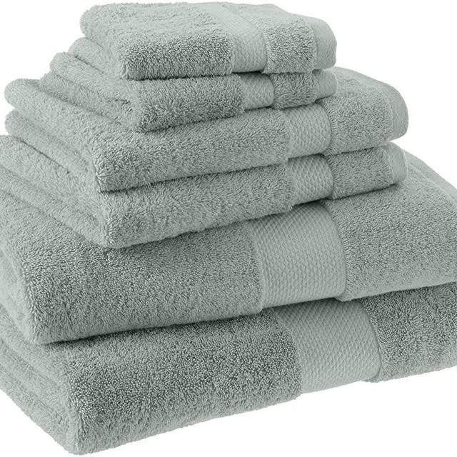 Amazon Aware 100% Organic Cotton Plush Bath Towels - 6-Piece Set, Sage Green