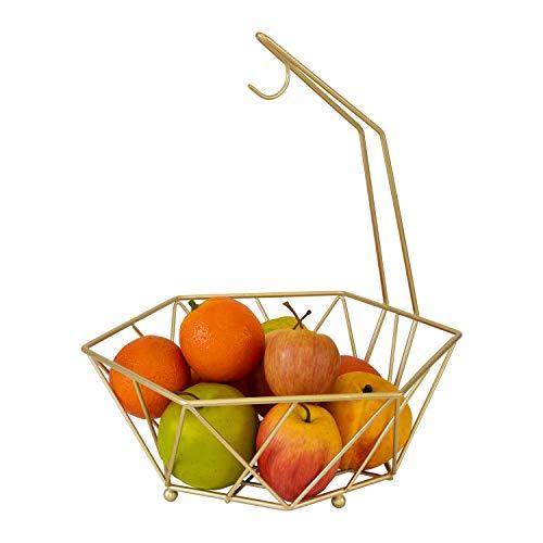 Kitchen Details Satin Gold Geode Fruit Basket with Banana Tree