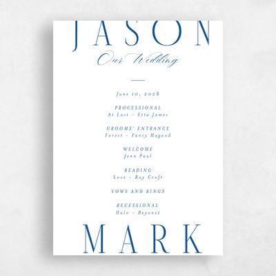 Cobalt, Blue Wedding Program - Melina