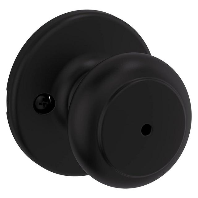 Kwikset Cove Interior Privacy Door Knob with Lock, Door Handle For Bathroom and Bedroom, Matte Black Keyless Turn Lock Doorknob