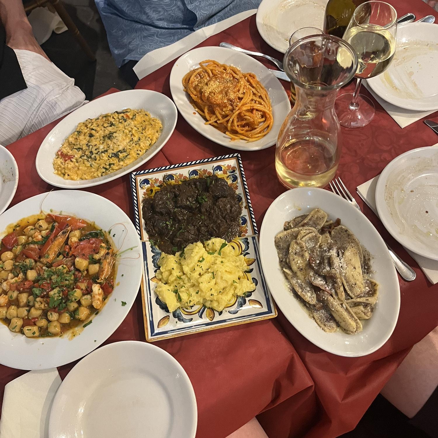 Dinner with all of the Dorvinen boys in Rome. This spread lasted less than 7 minutes after it was served.