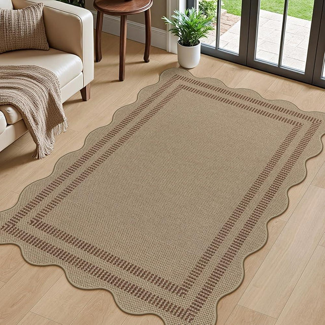 LORWER Modern Easy Jute Outdoor Patio Rug, 3x5 Washable Rugs for Entryway Office Farmhouse Classroom Carpet, Contemporary Non Slip Front Door Mat for Porch Guestroom Room Decor