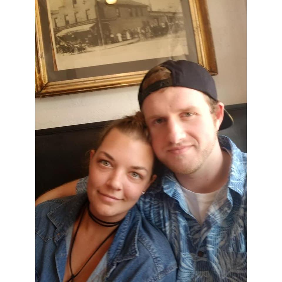 Dinner at our booth at Stroud's right before it was torn down.