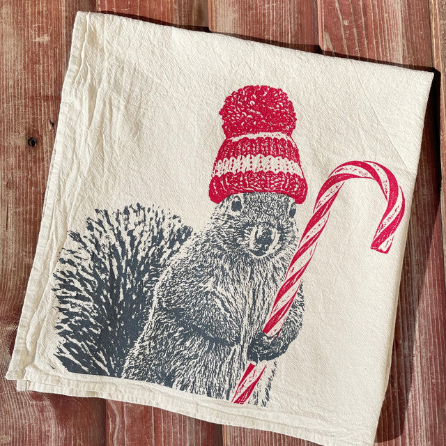 Holiday Squirrel Tea Towel, Squirrel...