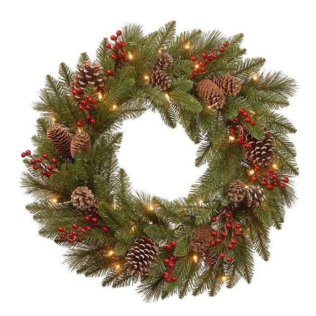 National Tree PEBB3-300-24WB1 Christmas Wreath, 2 ft, Green