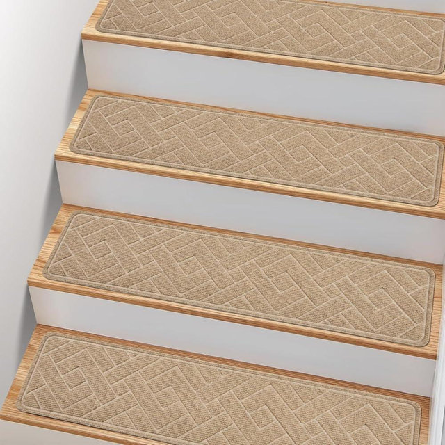 Non Slip Stair Treads for Wooden Steps,15 Pack 8" X 30" Stairs Carpet Treads Indoor with Reusable Peel and Stick Adhesive for Kids Elders and Pets,Polyester TPR Backing