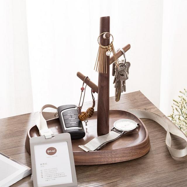 Personalized Minimalist Walnut Wood Mens Valet Tray Organizer