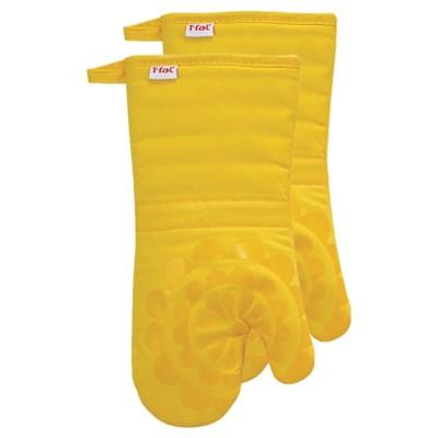 Yellow Medallion Silicone Oven Mitt 2 Pack (13"x13") T-Fal